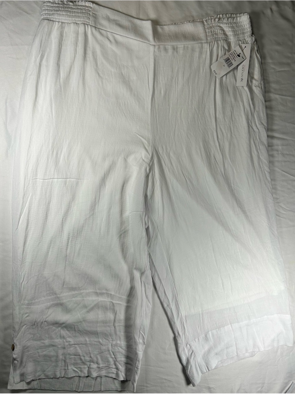 AB Studio White Wide-Leg Capri Jumpsuit Pants